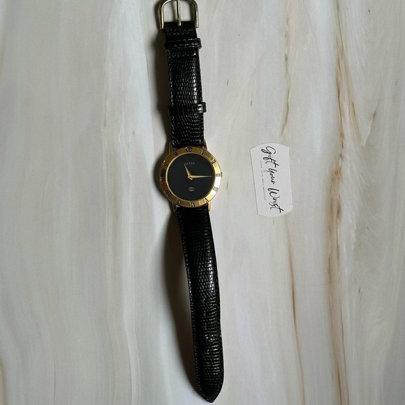 Gucci 3001M Roman Numeral Gold-Tone SS With Black Dial 33mm Luxury Swiss Watch - Picture 10 of 14